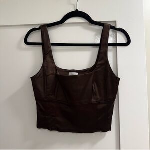 Aritzia Wilfred Brown Shine Satin Bustier